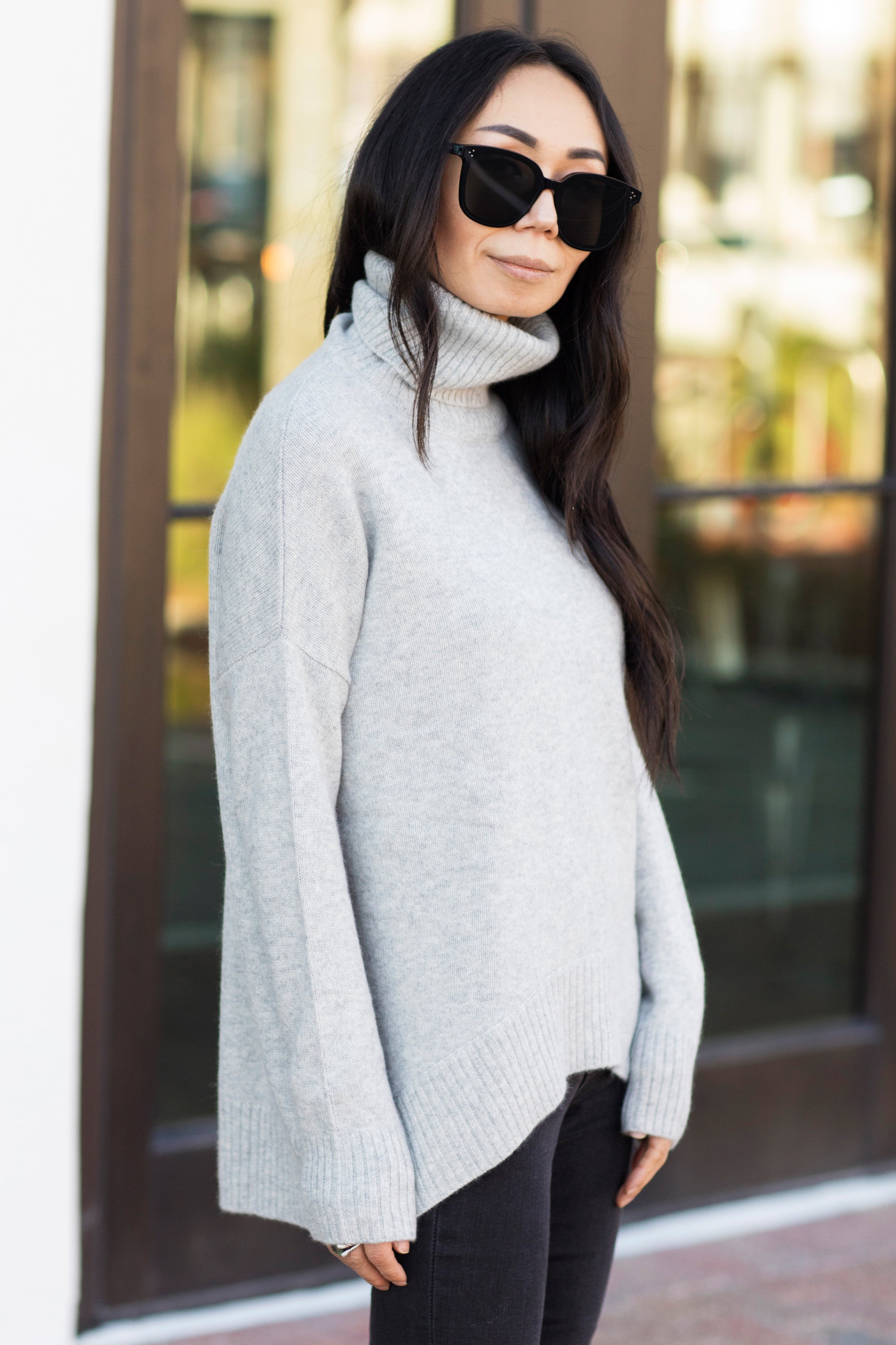 Kate Cashmere Turtleneck - Grey | Pine Cashmere