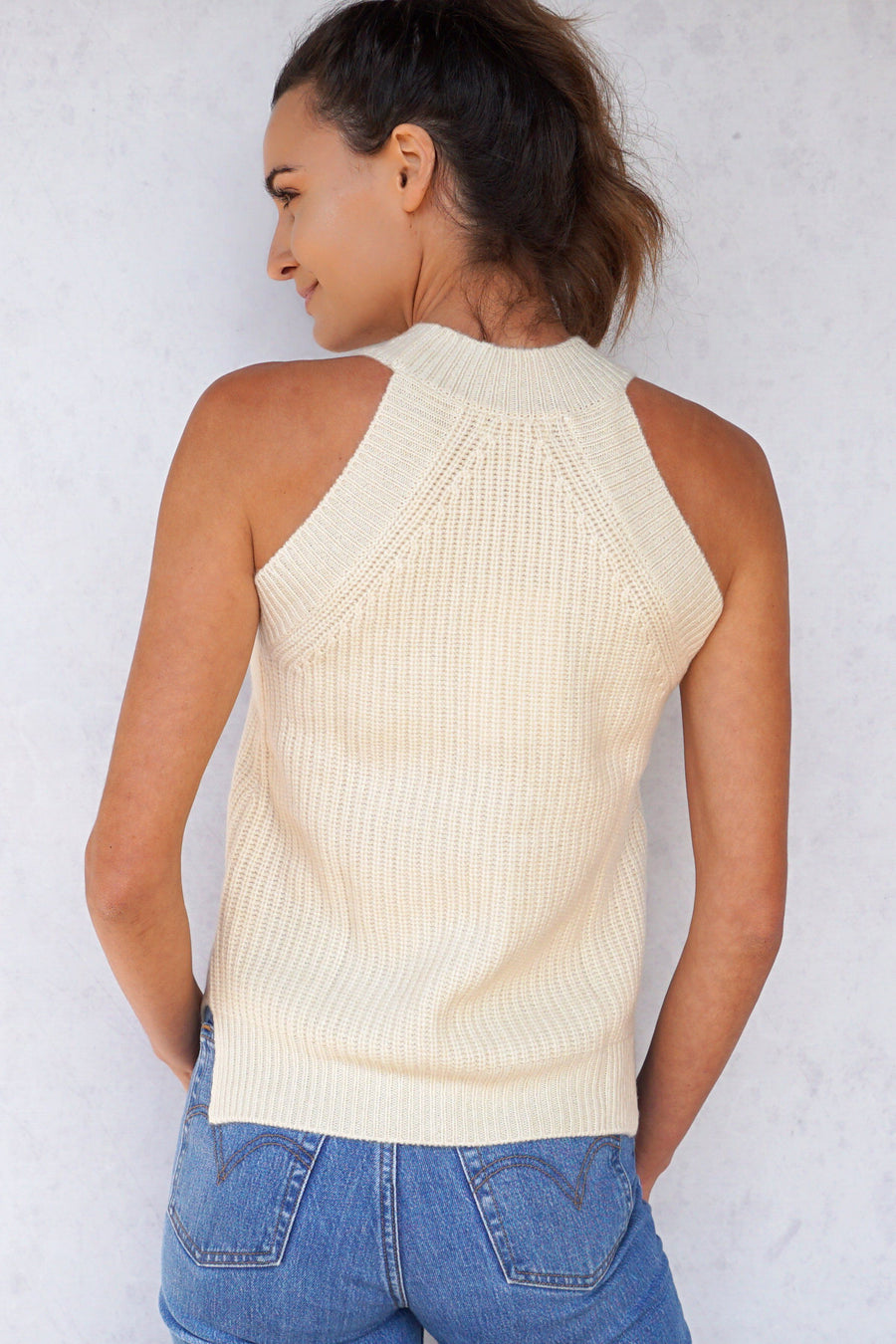April High Crewneck Cashmere Top - Cream