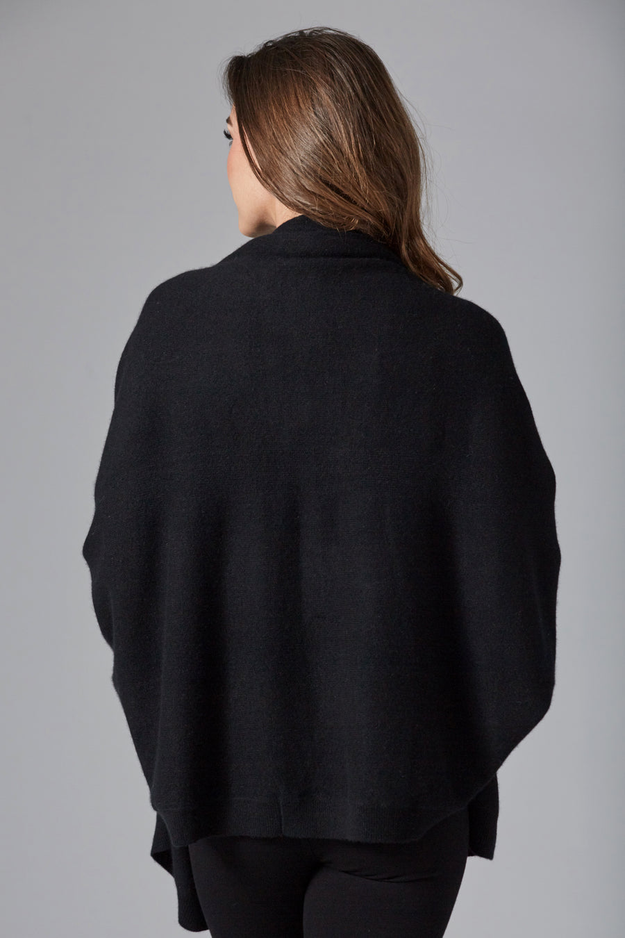 pine cashmere women's audrey multi wear 100% pure cashmere cardigan wrap black color