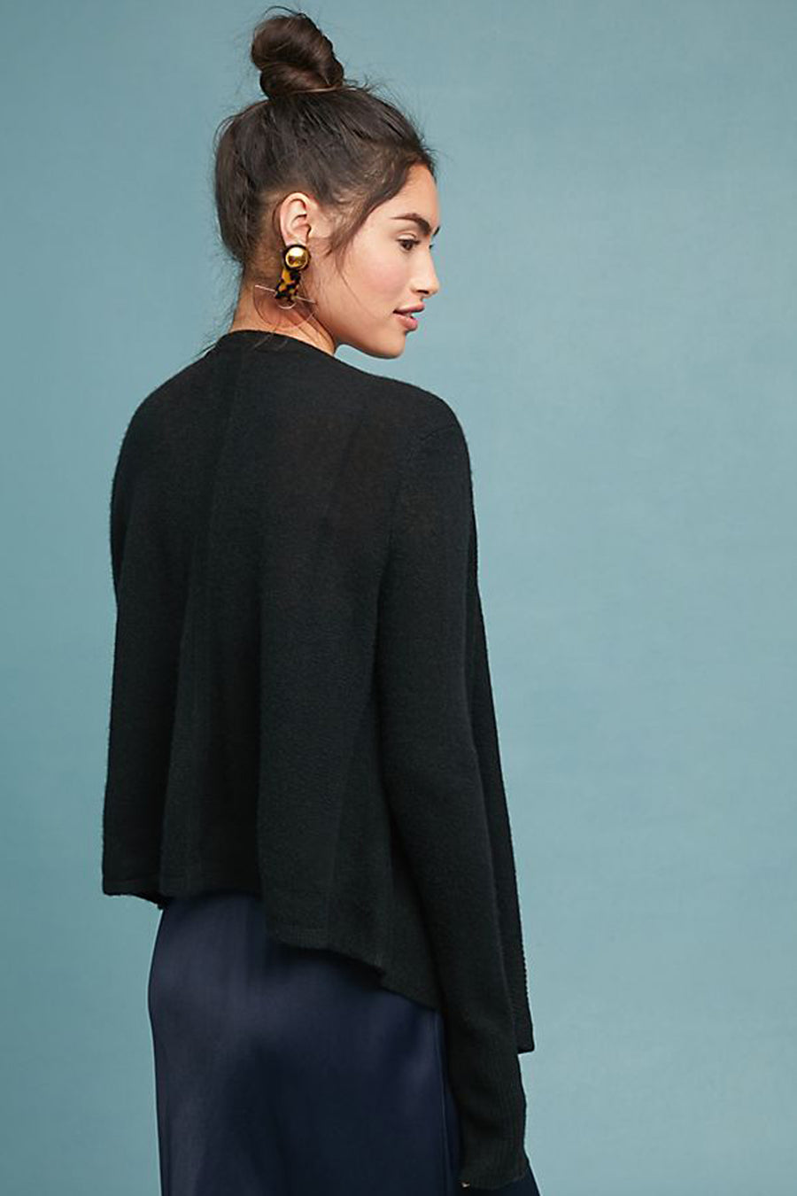 pine cashmere cami women's 100% pure cashmere open draped cardigan in black