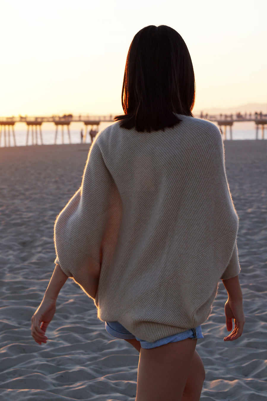 Cara Cashmere Poncho Sweater - Tan | Pine Cashmere