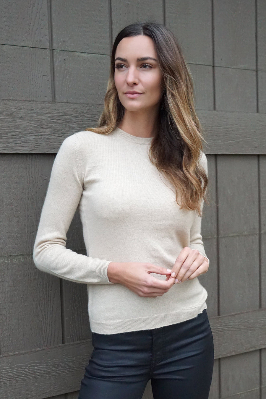 Foster Crewneck Cashmere Sweater - Organic Tan