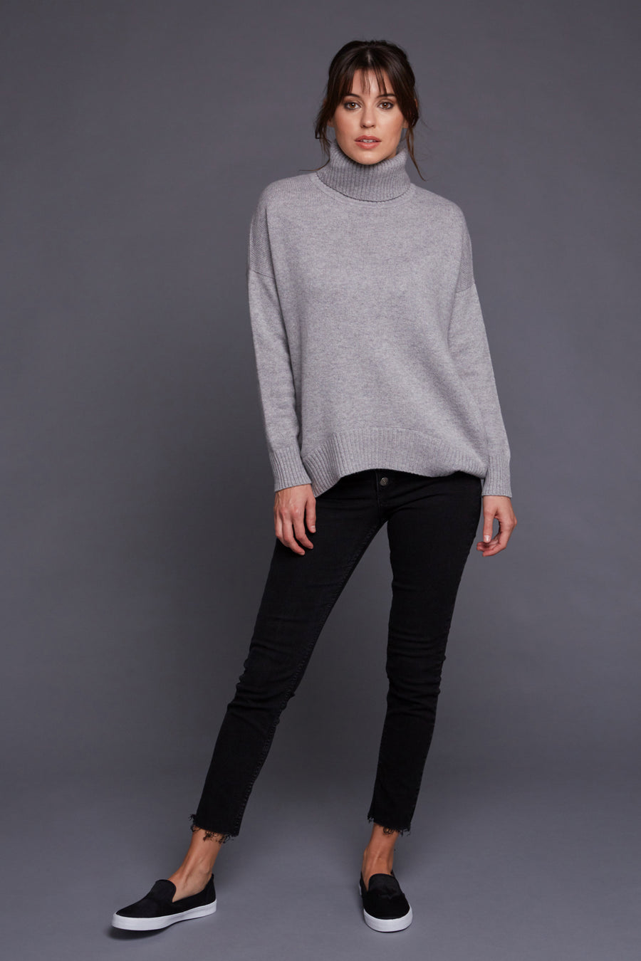 Women's Cotton/Cashmere Sweater, Turtleneck, Black Cashmere Sweater  Turtleneck