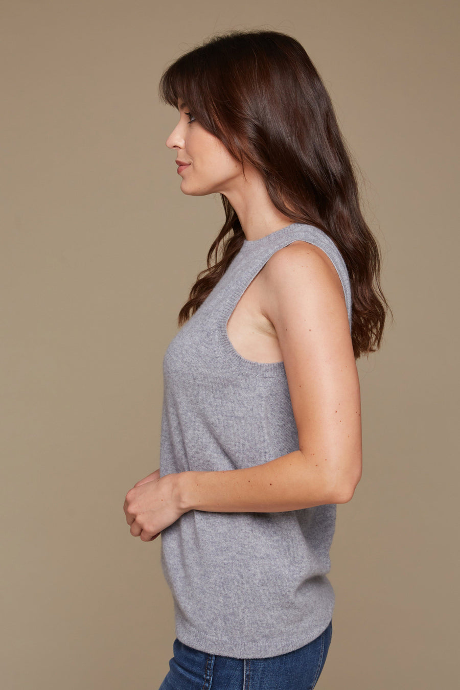 London Cashmere Shell Top - Grey