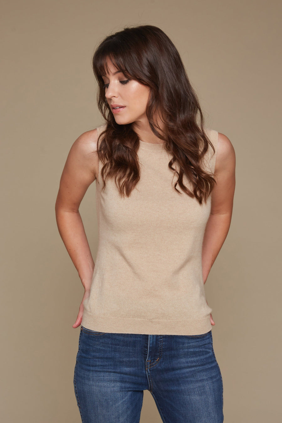 London Cashmere Shell Top - Tan