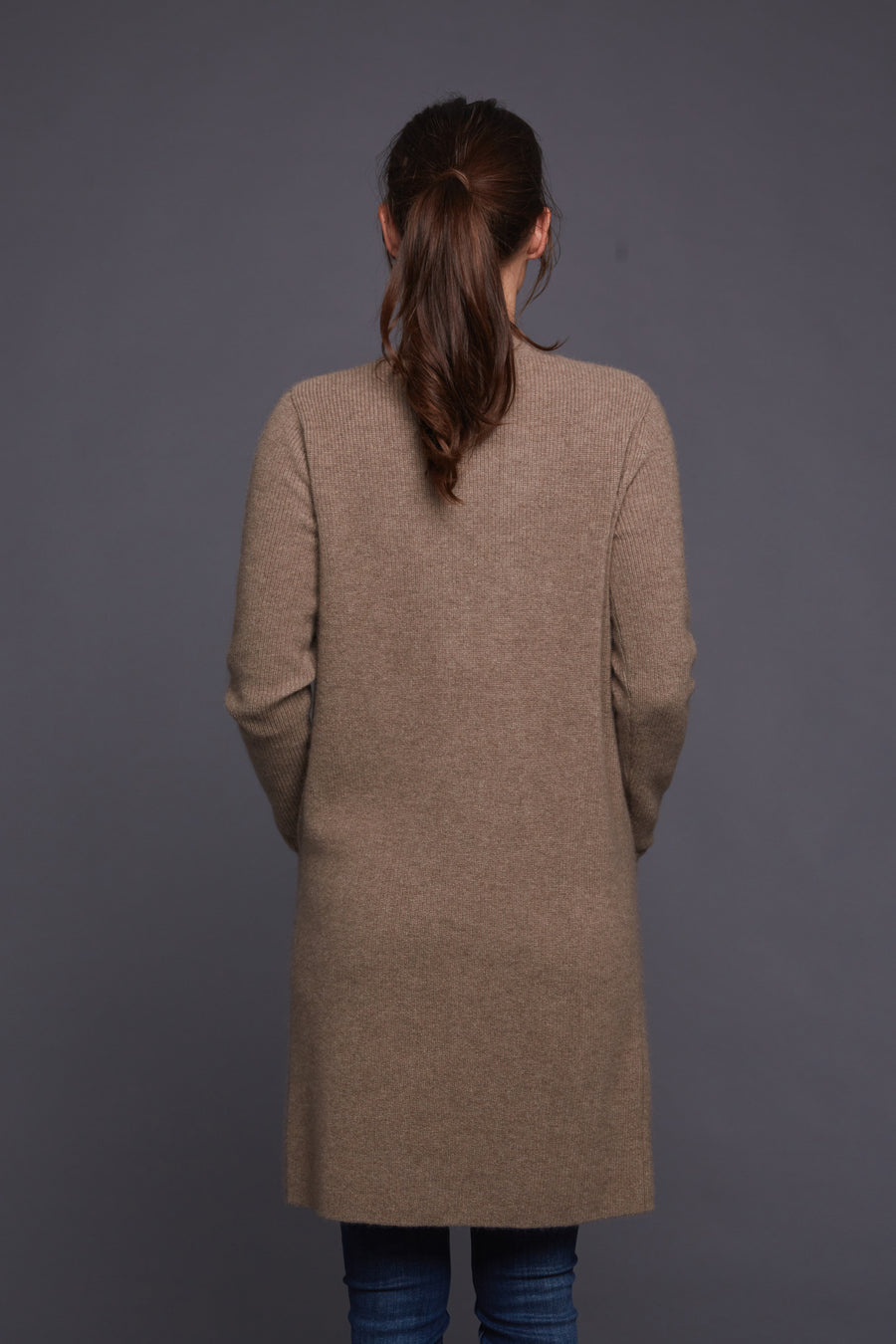 pine cashmere morgan women's 100% pure organic cashmere cardigan sweater in brown