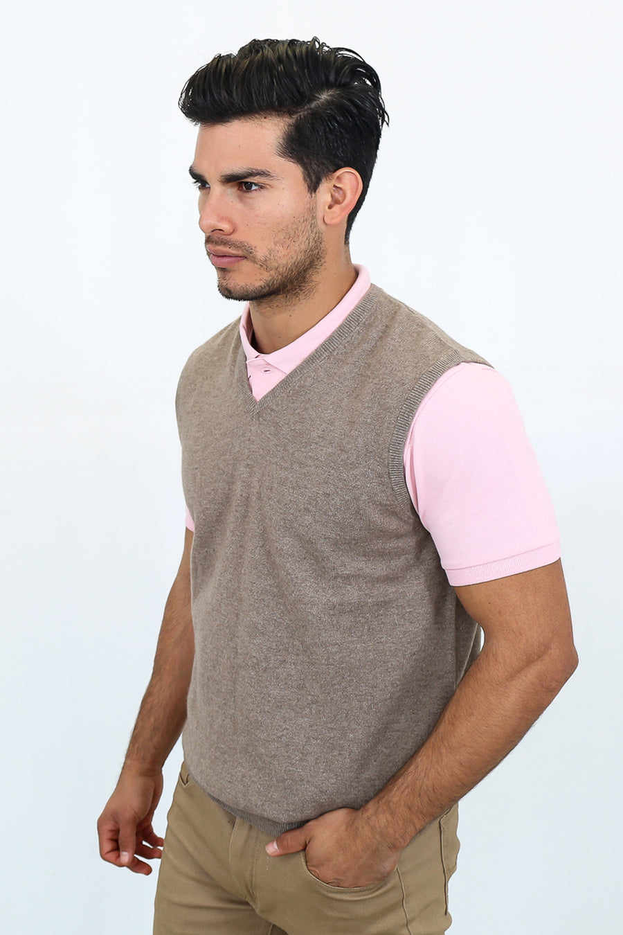pine cashmere mens 100% pure organic cashmere v neck vest