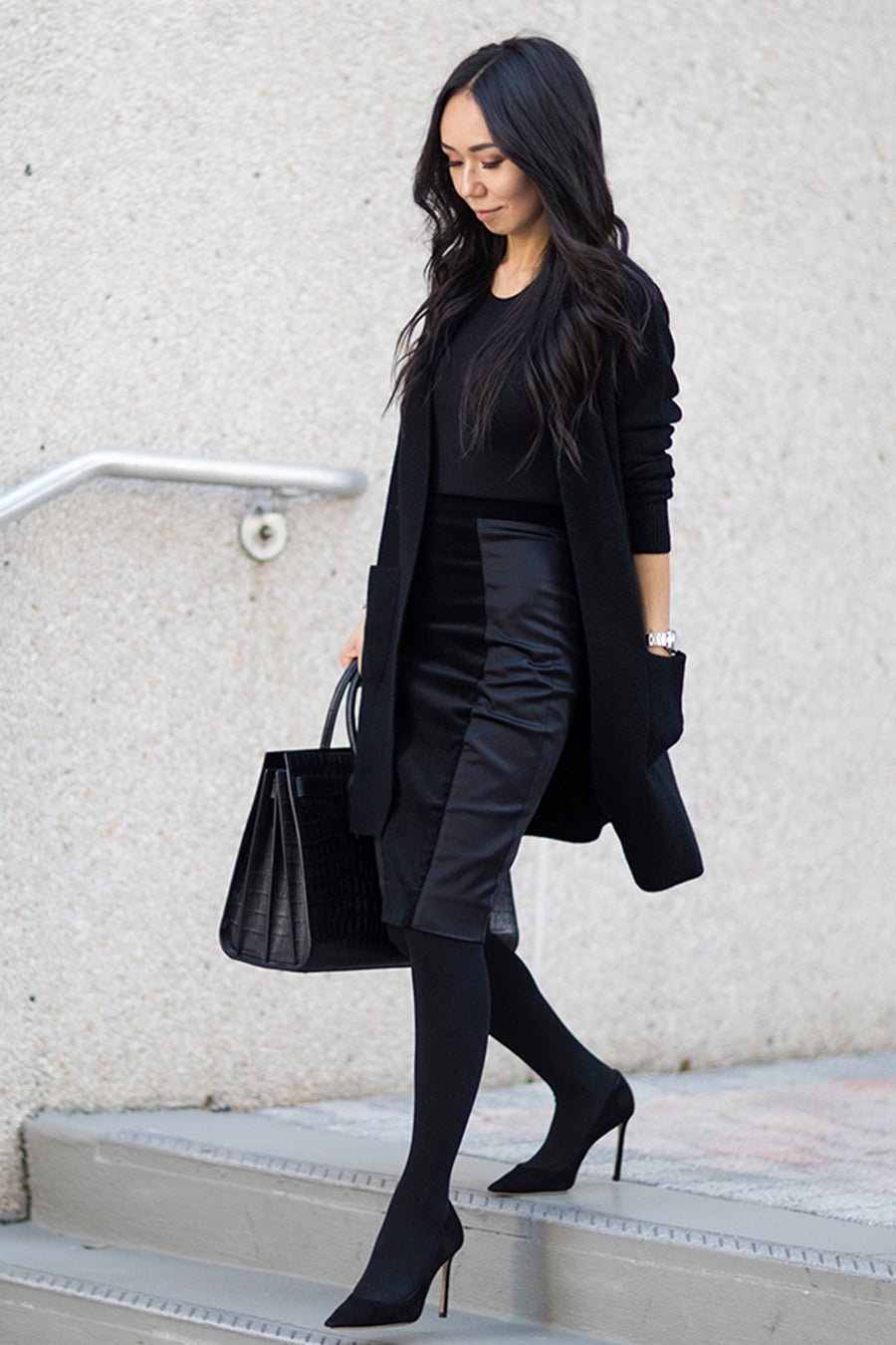 pine cashmere morgan women's 100% pure cashmere cardigan sweater in black