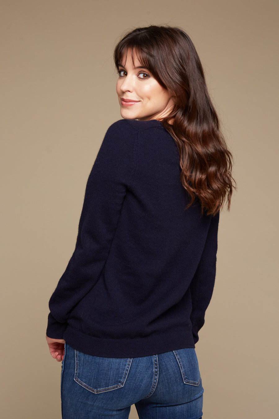 Sydney Classic Crewneck Cashmere Sweater - Navy