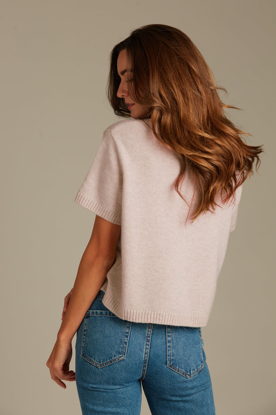 Sadie Cashmere Cropped Top - Dusty Pink