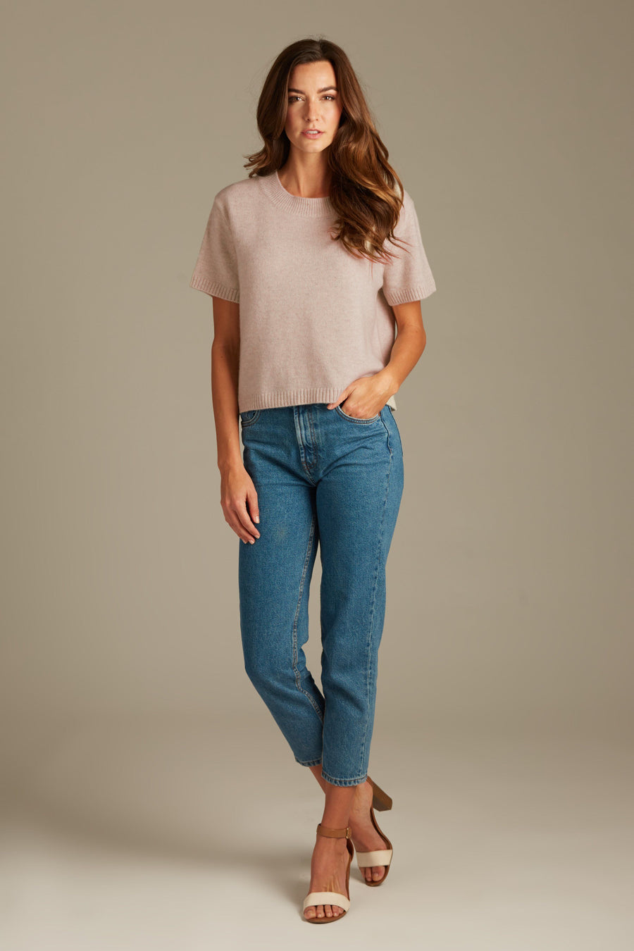 Sadie Cashmere Cropped Top - Dusty Pink