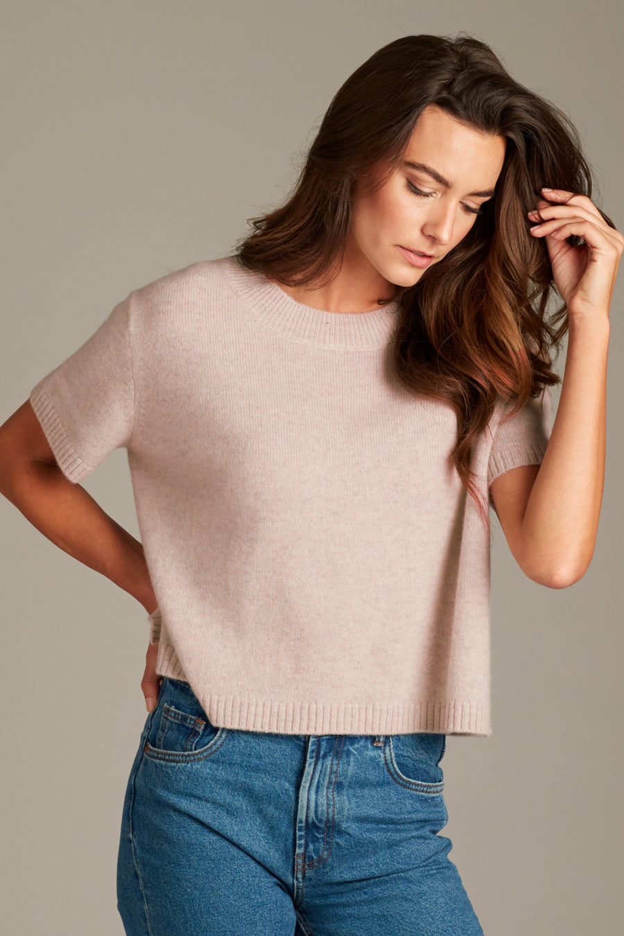 Sadie Cashmere Cropped Top - Dusty Pink