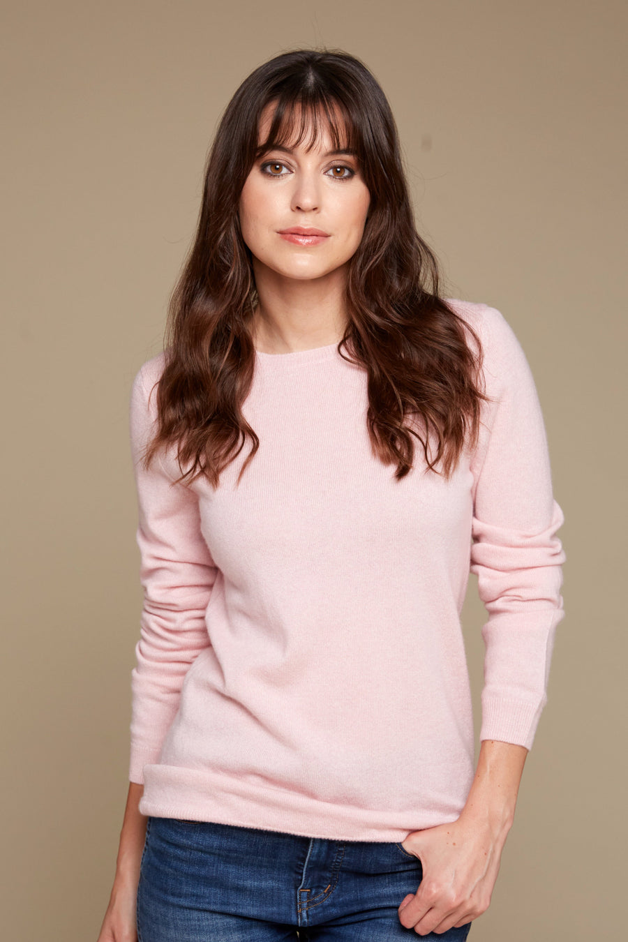 Sydney Classic Crewneck Cashmere Sweater - Pink