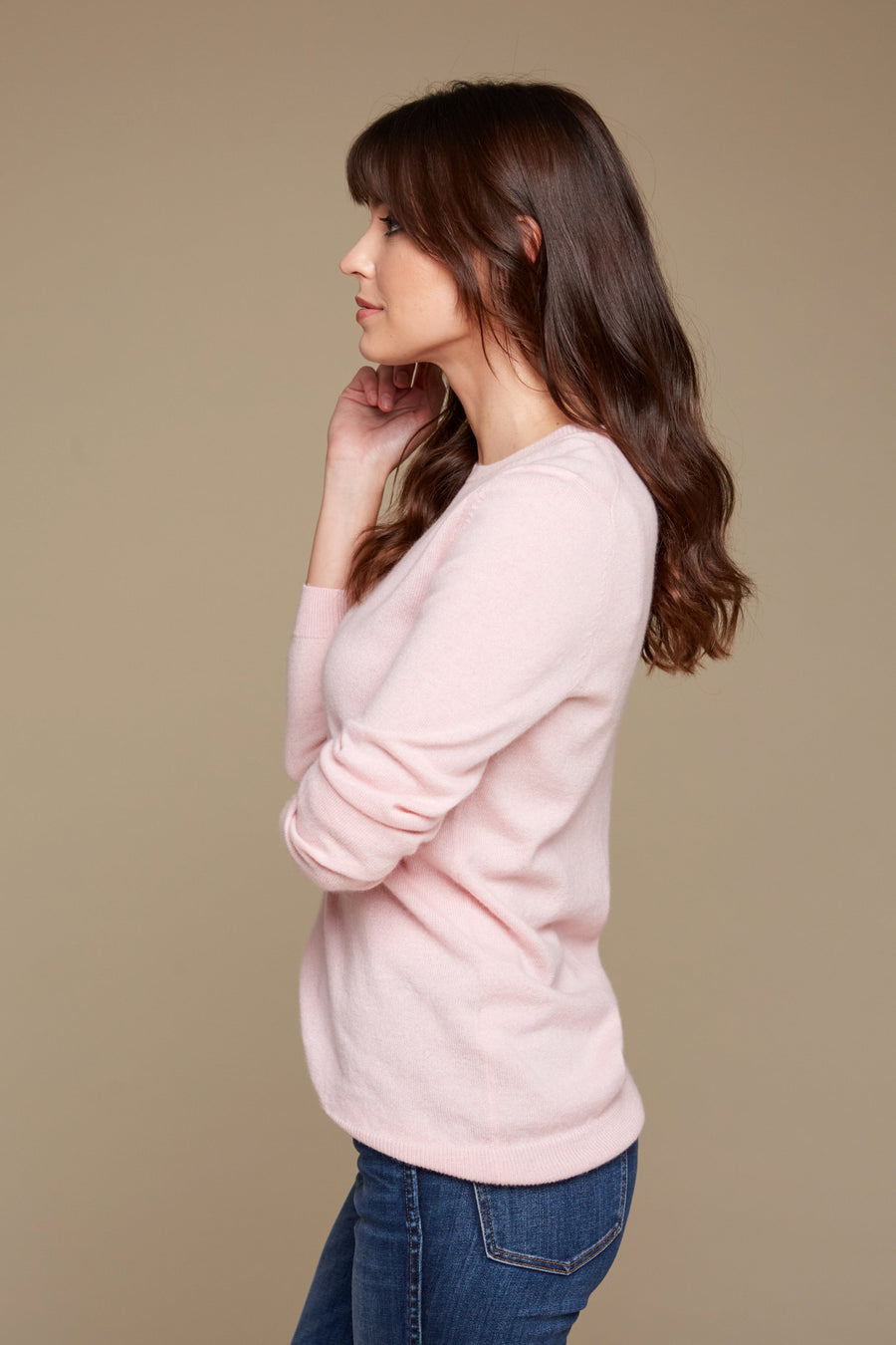 Sydney Classic Crewneck Cashmere Sweater - Pink